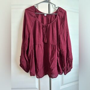 Maroon long sleeve blouse